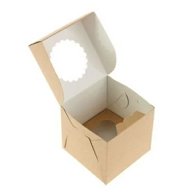 Коробка картонная для маффинов 1шт ECO MUF1 100*100*100мм, 5 шт Коричневый - фото