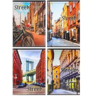 Тетрадь КЛЕТКА 96л. УЛИЦЫ МЕГАПОЛИСОВ А5 обложка - мелованная, картон, второй блок 145х203, арт. 96-6496 Remix Разноцветный - фото