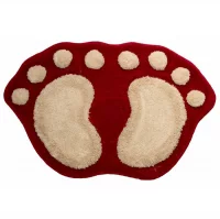 Коврик SHAHINTEX MICROFIBER ЛАПКИ совмещенный 50*80 красный  - фото