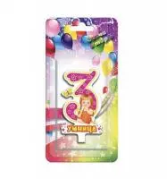 Свеча Цифра, 3 Умница, 9 см, 1 шт., арт. 1174/3  - фото