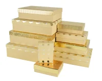 Коробка Нежный микс, Бежевый/Золото, Металлик, 27,5*19,5*7 см Золотой - фото