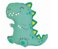 Шар фольгированный Flexmetal (3) (27''/69 см) Фигура, Динозаврик Т-Рекс, 1 шт.,  Воздушные шары Зеленый - фото