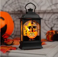 Светодиодная фигура «Фонарь с тыквой» 7 × 12.5 × 4 см, пластик, батарейки AG13х3, свечение тёплое белое, арт. 6913849 Черный - фото