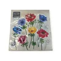 Салфетки бум. Bouquet 33*33, 3сл 20шт Цветы (в ассортименте) Белый - фото