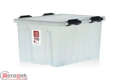 Контейнер Roxbox на роликах с крышкой, 120л, прозрачный, 740х565х415, арт. 120-00.07 Контейнер Roxbox на роликах с крышкой, 120л, прозрачный, 740х565х415, арт. 120-00.07  - фото