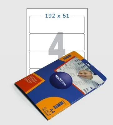 Этикетка  MULTILABEL (192х61)мм, бел., А4, арт.30192610, упак.=50л. Белый - фото