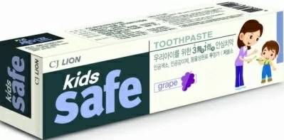 Зубная паста детская CJ LION Kids safe со вкусом винограда (3-12 лет), 90 гр.  - фото