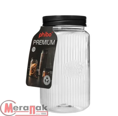 Банка квадратная с рельефом и эмбоссингом Premium 1,3л (черный), 440200313 (12)  - фото