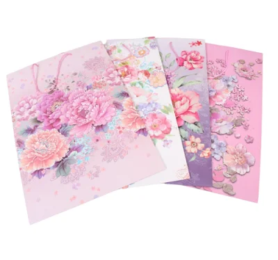 Пакет подарочный бумажный с ручками 36*54*30, арт. L672 Люкс цветы Разноцветный - фото