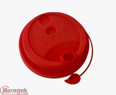 Крышка д/стакана Р80 красная с заглушкой 1/40  Красный - фото