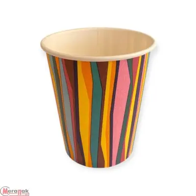 Стакан бумажный 350мл для горячего Полосы 50шт Разноцветный - фото