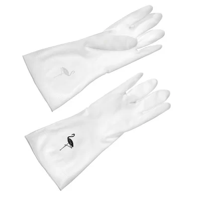 Перчатки ПВХ белые с фламинго,You'll love, S Белый - фото
