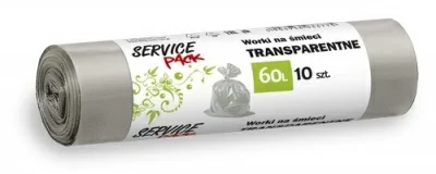 Мешки для мусора 60 литров Service Pack прозрачные, 10 шт Прозрачный - фото