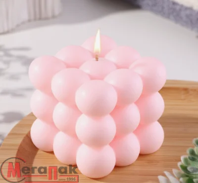 Свеча шары в кубе 6 см РОЗОВЫЙ, арт. 84343828  - фото