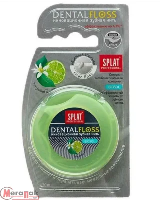 Зубная нить SPLAT Professional DentalFloss с ароматом БЕРГАМОТА И ЛАЙМА, 30 м, арт. 102.14051.0101 Зеленый - фото