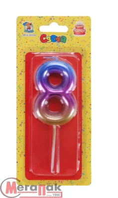 Свеча для торта Волшебный градиент Цифра 8, арт. С-4093 Разноцветный - фото