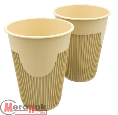 Стакан д/горячего 350мл ПП Крафт 1/10 Д90  Бежевый - фото