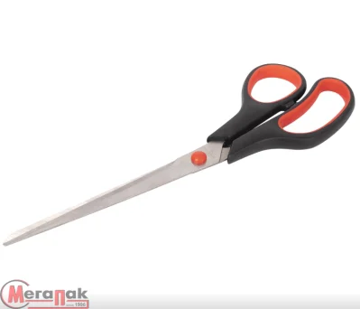 Ножницы 235 мм, бюджет, резин вставки, черно-красные, ПВХ чехол, 237501 (6) STAFF  - фото