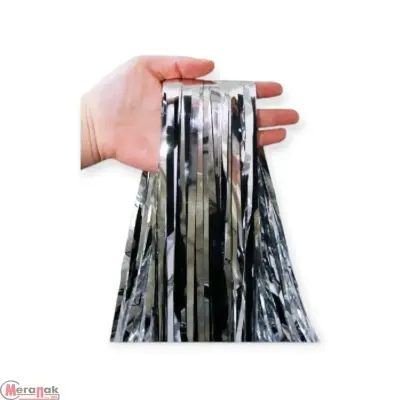 Занавес Дождик Серебро, Металлик, 100*200 см, 1 шт. Серебро - фото