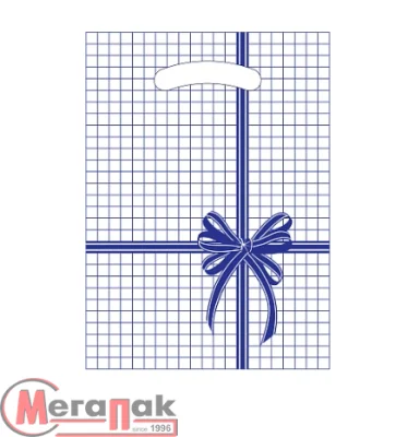 100 шт Сумка-пакет 22*32 с проруб. неусил. ручкой, Синяя клетка   - фото