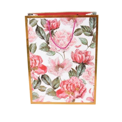 Пакет подарочный бумажный с ручками18*23*10, арт. L338 Люкс цветы  - фото