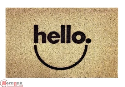 Коврик придверный Dekorelle LAPSHA 082 Hello, 40X60см, 120082 (бежевый) Бежевый - фото