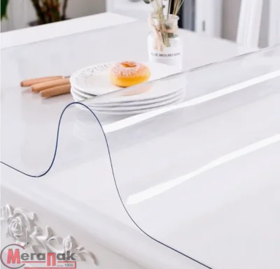 Скатерть силиконовая прозрачная Мегапак на стол 60*120 см, толщина 0,8мм  - фото