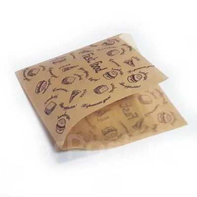 Пакет бумажный (150*175) корич. с рис FAST FOOD, Уголок ГАМБУРГЕР Коричневый - фото