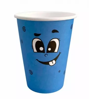 Стакан бумажный 350мл для горячего Emoji голубой, 50 шт Голубой - фото