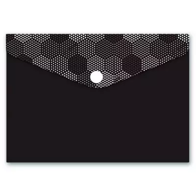 Папка для карт и визиток ФАКТУРА НА ЧЕРНОМ (10.5х7.4, одно отделение, пластик, кнопка, УФ) Черный - фото