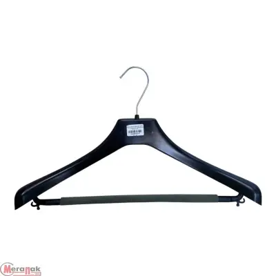 Вешалка пластик для верхней одежды, черная 42см, перекладина поролон Черный - фото