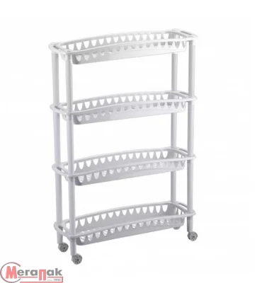 Этажерка узкая "ДЖУЛИЯ" 4 полки 590Х180Х730 ММ (светло-серый), арт. 431241430 Серый - фото