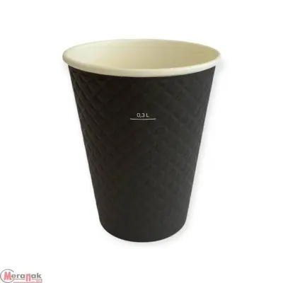 Стакан бумажный д/гор двуслойный 350 мл Waffle Black черн 25шт, арт. ЕМ90-430 Черный - фото