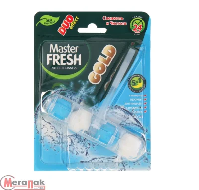 Блок подвесной для унитаза Master FRESH GOLD DUO EFFECT 5в1 МОРСКОЙ, 1шт арт. С0007424  - фото