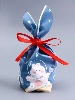 Пакет подарочный с ушками "Мишка на луне" 13*23 см, 10790223 Голубой - фото