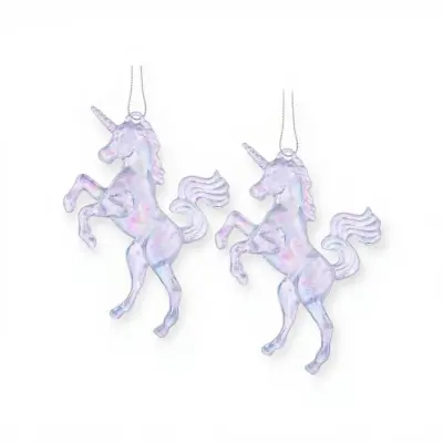 Набор новогодних украшений "Единорожки" (2шт х 9см), S2564 Прозрачный - фото