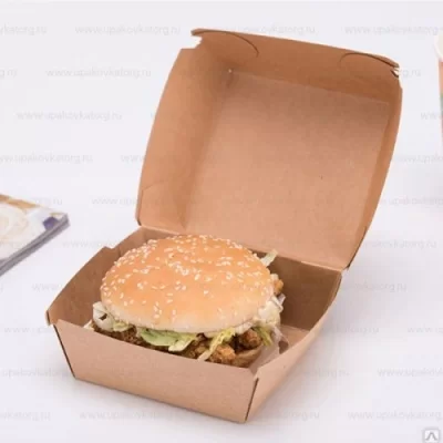 ТЦ50штКоробка карт д/гамбургера 120*120*70 L Непластик  Коричневый - фото
