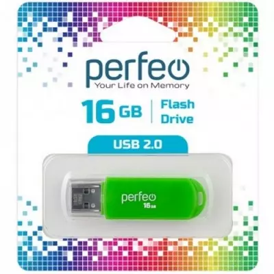 Карта памяти Perfeo USB 16GB C03 Green PF-C03G016  - фото