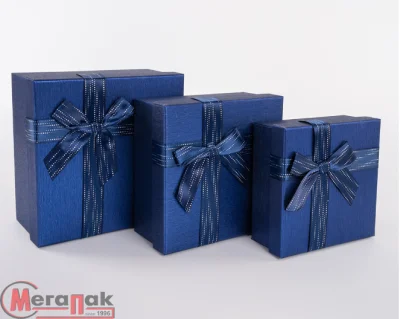 Коробка Чудесный подарок, Темно-синий, 7*17*8 см, 1 шт Синий - фото