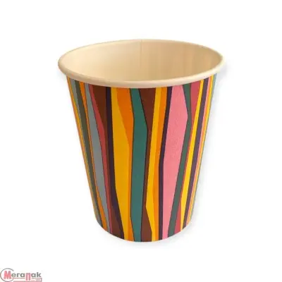Стакан бум. 250мл  д/гор Полосы D80 5 штук  - фото