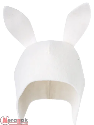 Шапка банная "Заяц с ушами", войлок белый, Б4046 Белый - фото