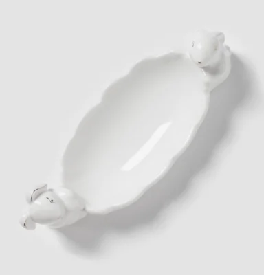 Блюдо "Зайки в золотом" 21x8x6 см 7384534 Белый - фото