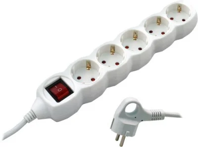 Удлинитель СТАРТ S 5*5-ZDV 5р5м с заземл.с выкл.,штор. 3*0,75 мм2, 2200В,белый (20) Белый - фото