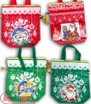 Пакет-мешок подар. с ручками 26*24*10 "НОВЫЙ ГОД" (№11) Микс - фото