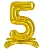 Шар фольга Falali (32''/81 см) Цифра, 5 на подставке, Золото, 1 шт. в уп.(надув воздухом) Золотой - фото