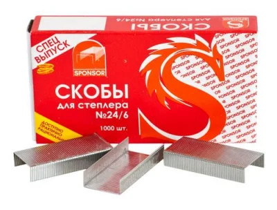 Скобы для степлера №24 С06243/С019821-SSt,225973,224798, 220950 24/6,26/6  - фото