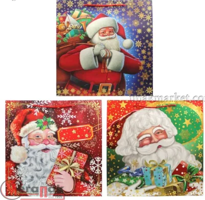 Пакет подар.бум.с руч 38*38*20 НГ люкс (120шт/12) N723  - фото