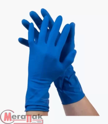 Перчатки Еcolat, латексные хозяйственные, синие, М (50)  Синий - фото