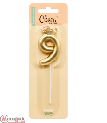 Свеча Цифра, 9 Корона, на шпажке, Золото, Металлик, 3,5*5,5 + 6,5 см, 1 шт. с держат., арт 803079 Свеча Цифра, 9 Корона, на шпажке, Золото, Металлик, 3,5*5,5 + 6,5 см, 1 шт. с держат., арт 803079 Золотой - фото