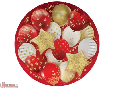 Тарелки (7''/18 см) Воздушные шары, Яркий праздник, Красный/Золото, 6 шт., 77550 Разноцветный - фото